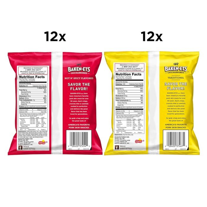 Baken-Ets Pork Rinds, Variety Pack, 0.625 Ounce (Pack of 24) - Image 3