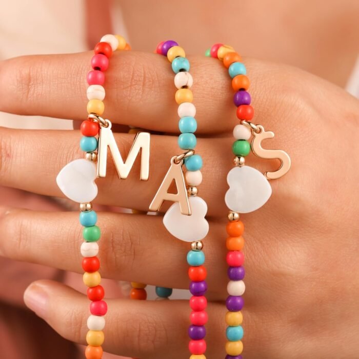 Ursteel Colorful Initial Cute Necklaces for Girls - Trendy Beaded Choker Necklace for Women Teen Girl, Handmade Letter Necklace Valentines Day Gifts for Women Girls Jewelry - Image 4