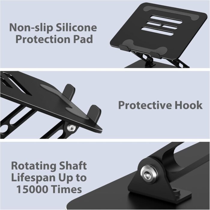 Adjustable Laptop Stand for Desk, Metal Foldable Laptop Riser, Portable Laptop Holder Mount, Ventilated Cooling Computer Notebook Stand Compatible with 10-15.6” Laptops - Image 6