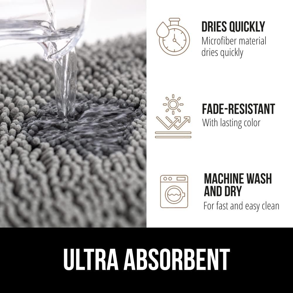 Gorilla Grip Bath Rug Mat 24x17, Thick Soft Absorbent Chenille, Rubber Backing Quick Dry Microfiber Mats, Machine Washable Rugs for Shower Floor, Bathroom Runner Bathmat Accessories Decor, Grey - Image 4