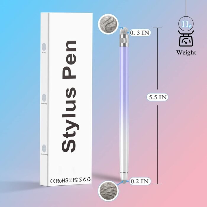 2PCS Stylus Pens for Touch Screens,Stylus Pen for iPhone/iPad/Tablet Android/Microsoft Surface,Compatible with All Touch Screens(White Pink/White Purple) - Image 4