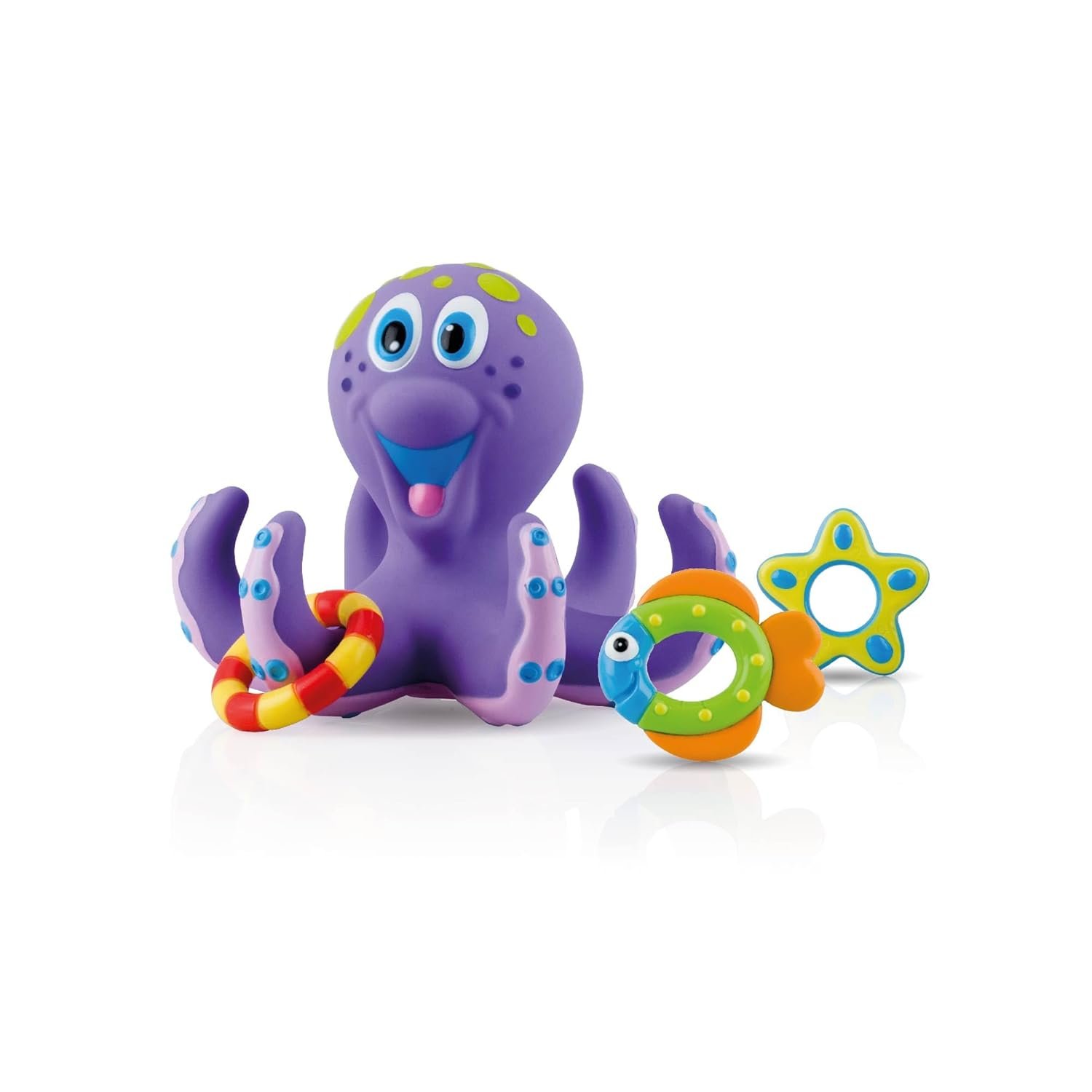 Nuby Floating Octopus Toy with 3 Hoopla Rings - Baby Bath Toy for Boys and Girls - 18+ Months - Purple (Pack of 1) - Image 4
