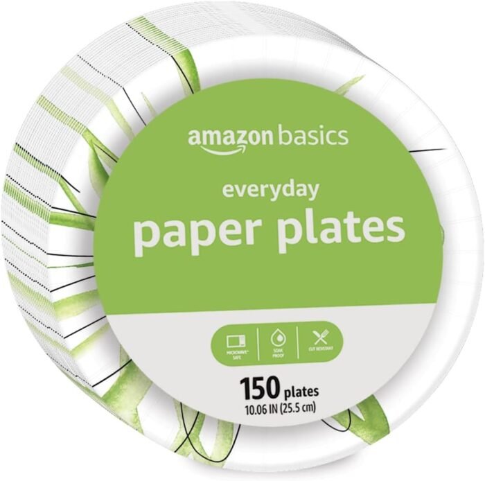 Amazon Basics Everyday Paper Plates, 10 Inch, Disposable, 150 Count - Image 2