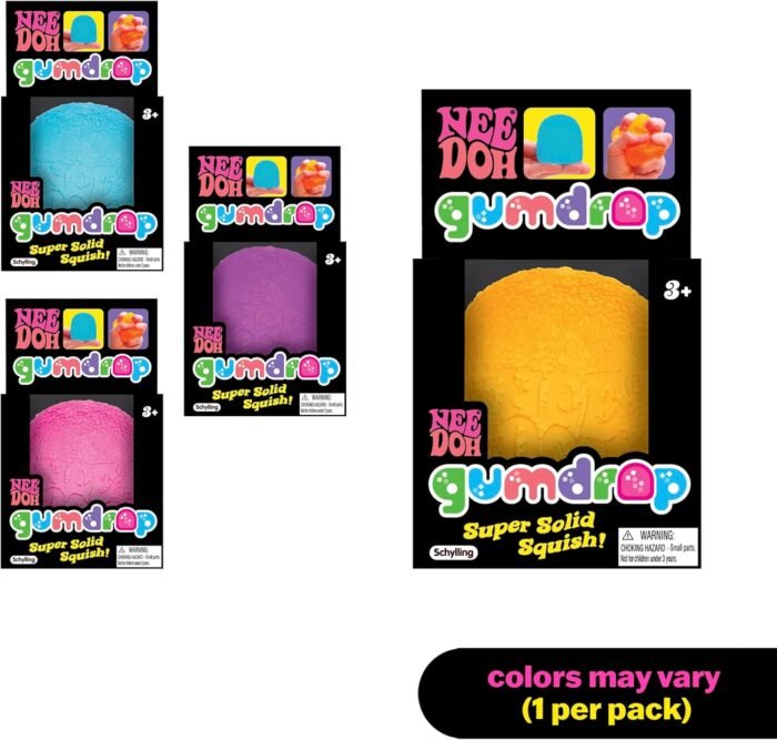 Schylling NeeDoh Gumdrop - Textured Sensory Toy with Super Solid Squish - 2.5" Tall - Colors May Vary (Pack of 1) - Image 2