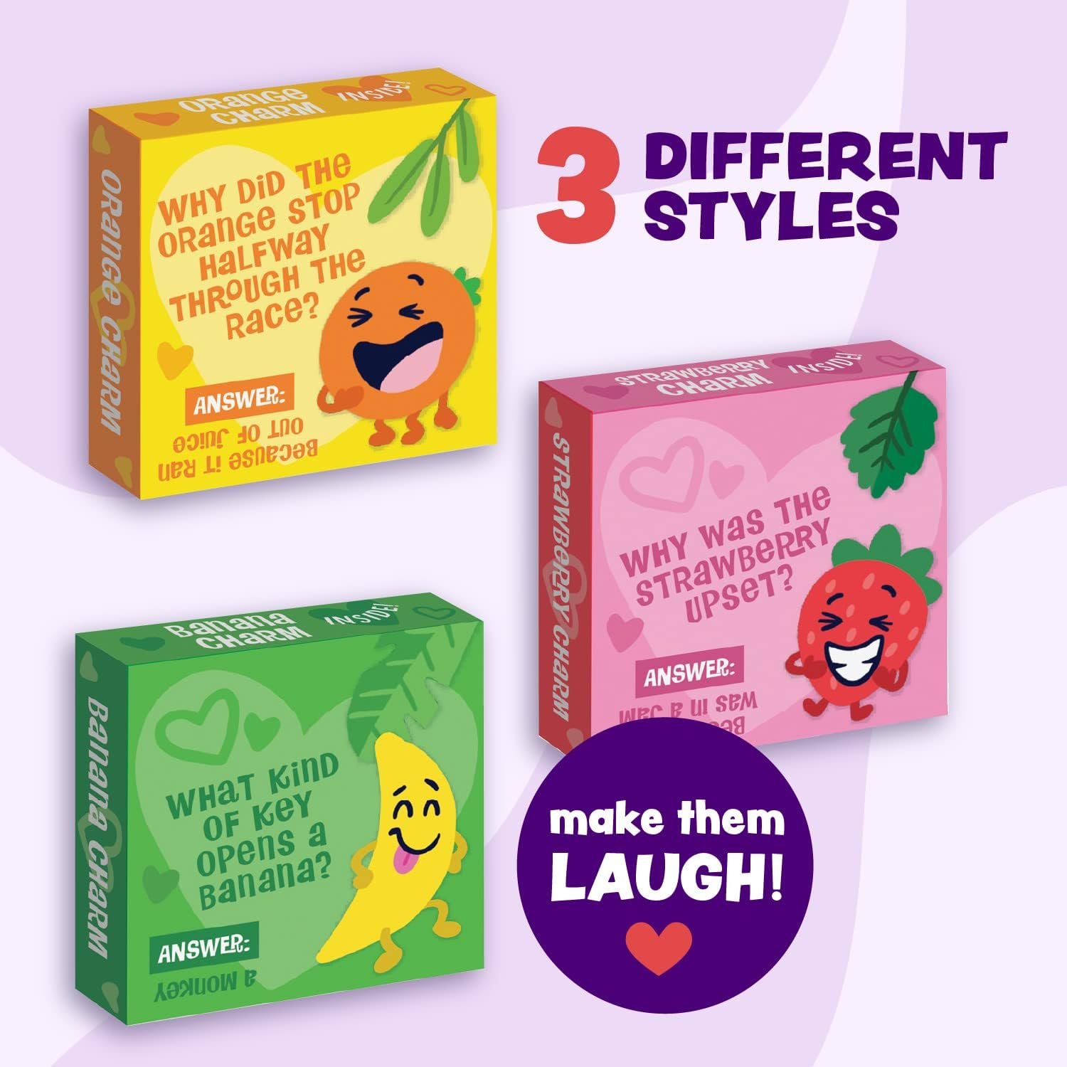 Peaceable Kingdom Valentines Cards for Kids Classroom, Set of 28 Valentines Day Gifts - Silly Jokes with Fruit Charms - Image 3