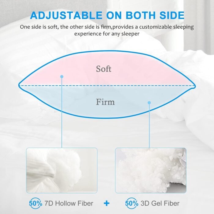 EIUE Hotel Collection Bed Pillows for Sleeping 2 Pack Queen Size，Pillows for Side and Back Sleepers,Super Soft Down Alternative Microfiber Filled Pillows,20 x 30 Inches - Image 3