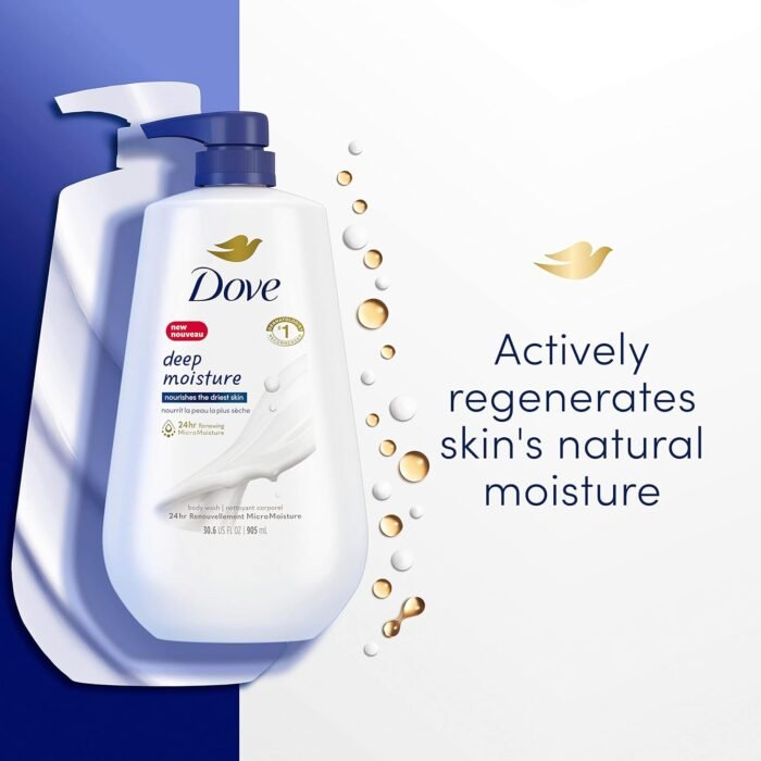Dove Body Wash with Pump Deep Moisture For Dry Skin Moisturizing Skin Cleanser with 24hr Renewing MicroMoisture Nourishes The Driest Skin 30.6 oz - Image 5