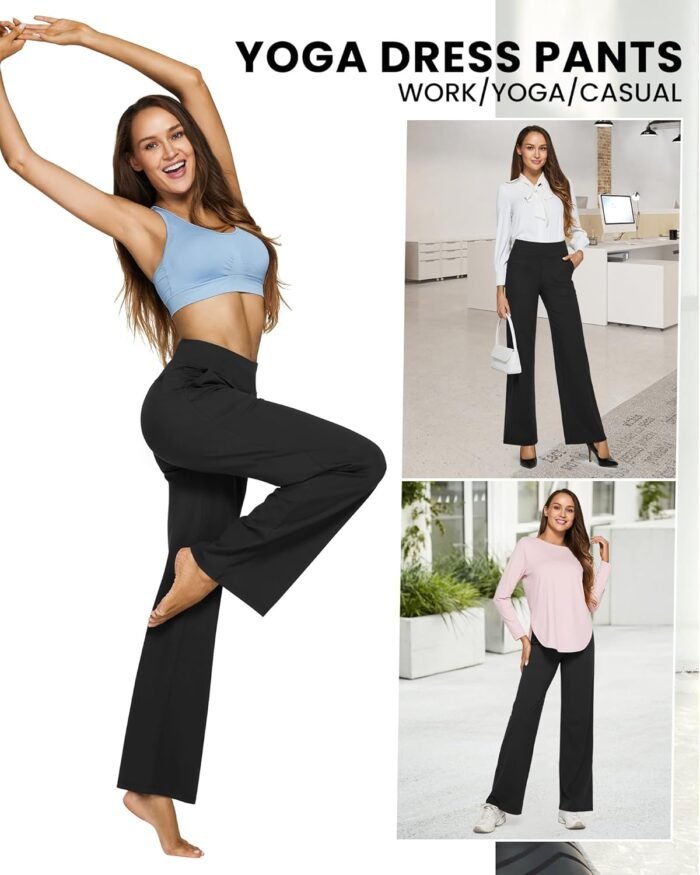 G4Free Yoga Pants Women Wide Leg Pants with Pockets High Waist Stretch Dress Casual Sweatpants Petite/Regular/Tall - Image 4