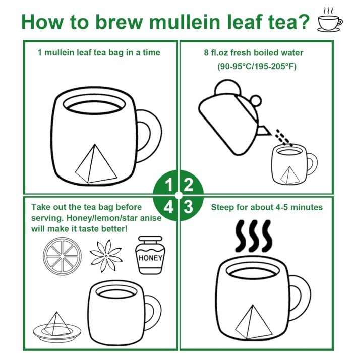 FullChea -Mullein Leaf Tea Bags, 20 Teabags, 3g/bag For Lungs - Non-GMO - Caffeine-free - Natural Healthy Herbal Tea For Detox & Respiratory Support - Image 6
