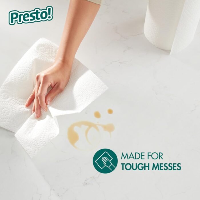 Amazon Brand - Presto! Flex-a-Size Paper Towels, 158 Sheet Huge Roll, 12 Rolls (2 Packs of 6), Equivalent to 38 Regular Rolls, White - Image 3