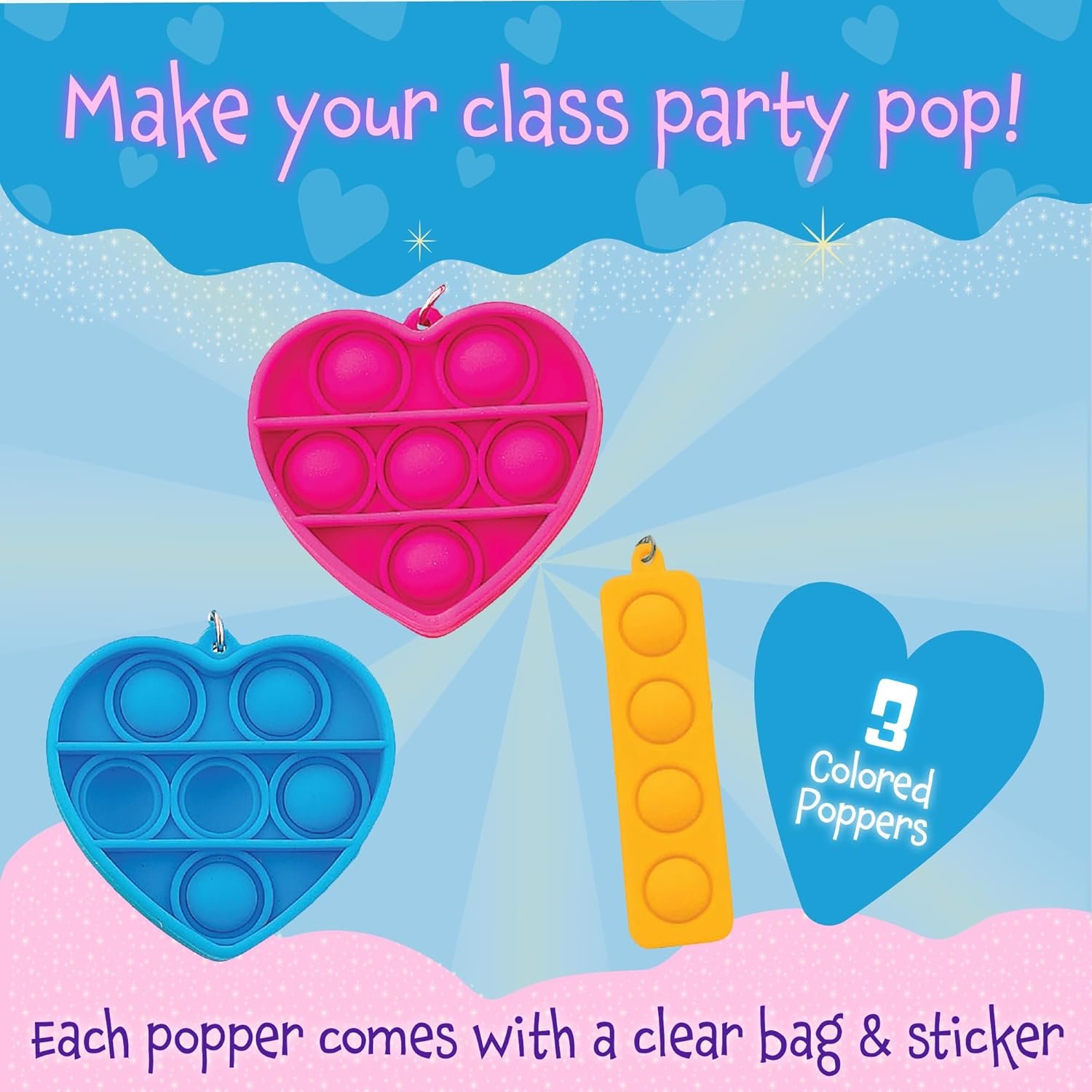 Peaceable Kingdom Valentines Cards for Kids Classroom, Set of 28 Valentines Day Gifts - Mini Popper Heart Pop It Fidgets - Image 4