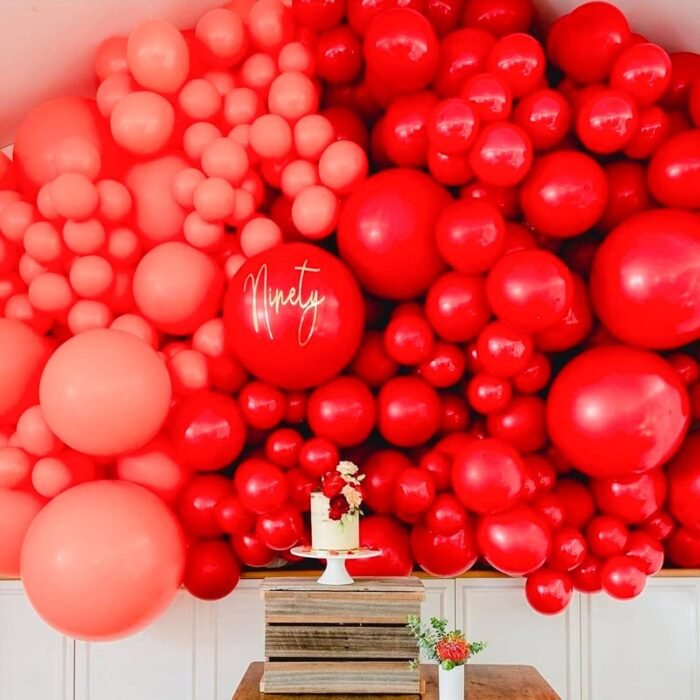PartyWoo Red Balloons, 140 pcs Matte Red Balloons Different Sizes Pack of 18 Inch 12 Inch 10 Inch 5 Inch Red Latex Balloons for Balloon Garland or Balloon Arch as Birthday Party Decorations, Red-Y57 - Image 6