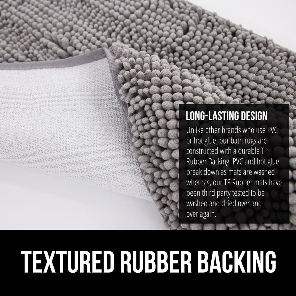 Gorilla Grip Bath Rug Mat 24x17, Thick Soft Absorbent Chenille, Rubber Backing Quick Dry Microfiber Mats, Machine Washable Rugs for Shower Floor, Bathroom Runner Bathmat Accessories Decor, Grey - Image 5