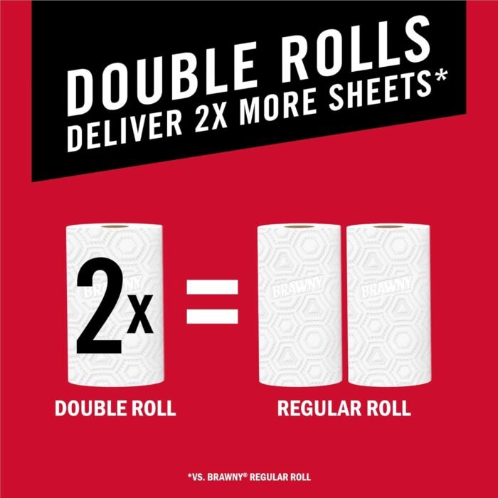 Brawny Tear-A-Square Paper Towels, 6 Double Rolls = 12 Regular Rolls, 3 Sheet Sizes (Quarter, Half, Full), Strength for All Messes, Cleanups, and Meal Prep - Image 6