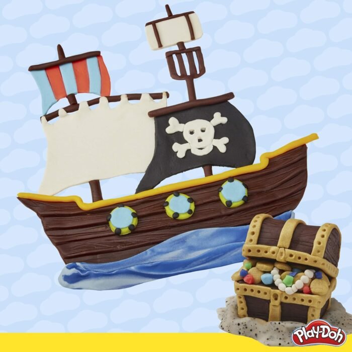 Play-Doh Pirate Theme 13-Pack of Non-Toxic Modeling Compound for Kids 3 Years and Up with 3 Cutter Shapes, Coin Mold, and Roller Tool (Amazon Exclusive) - Image 4