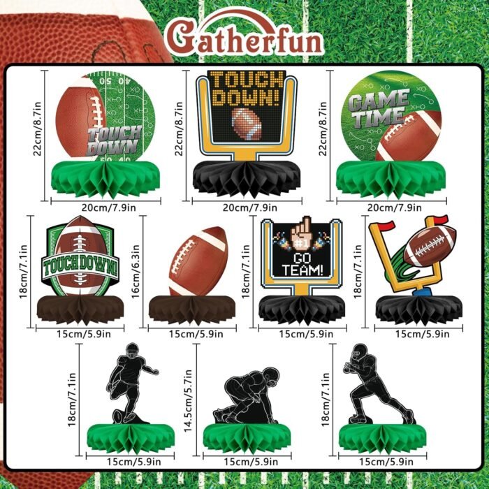 10PCS Football Party Decorations Football Table Centerpiece Football Honeycomb Centerpieces Table Toppers for Football Birthday Party Football Game - Image 2