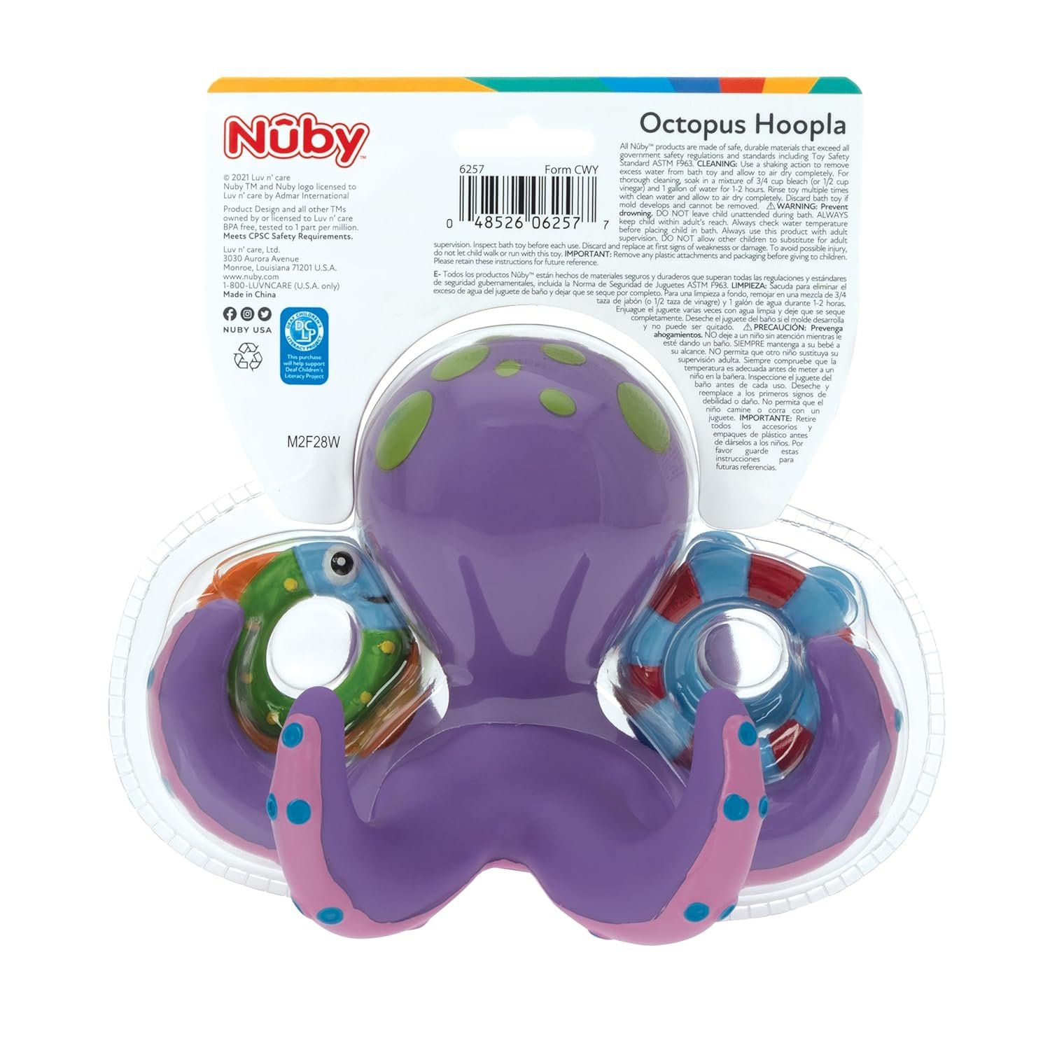 Nuby Floating Octopus Toy with 3 Hoopla Rings - Baby Bath Toy for Boys and Girls - 18+ Months - Purple (Pack of 1) - Image 10