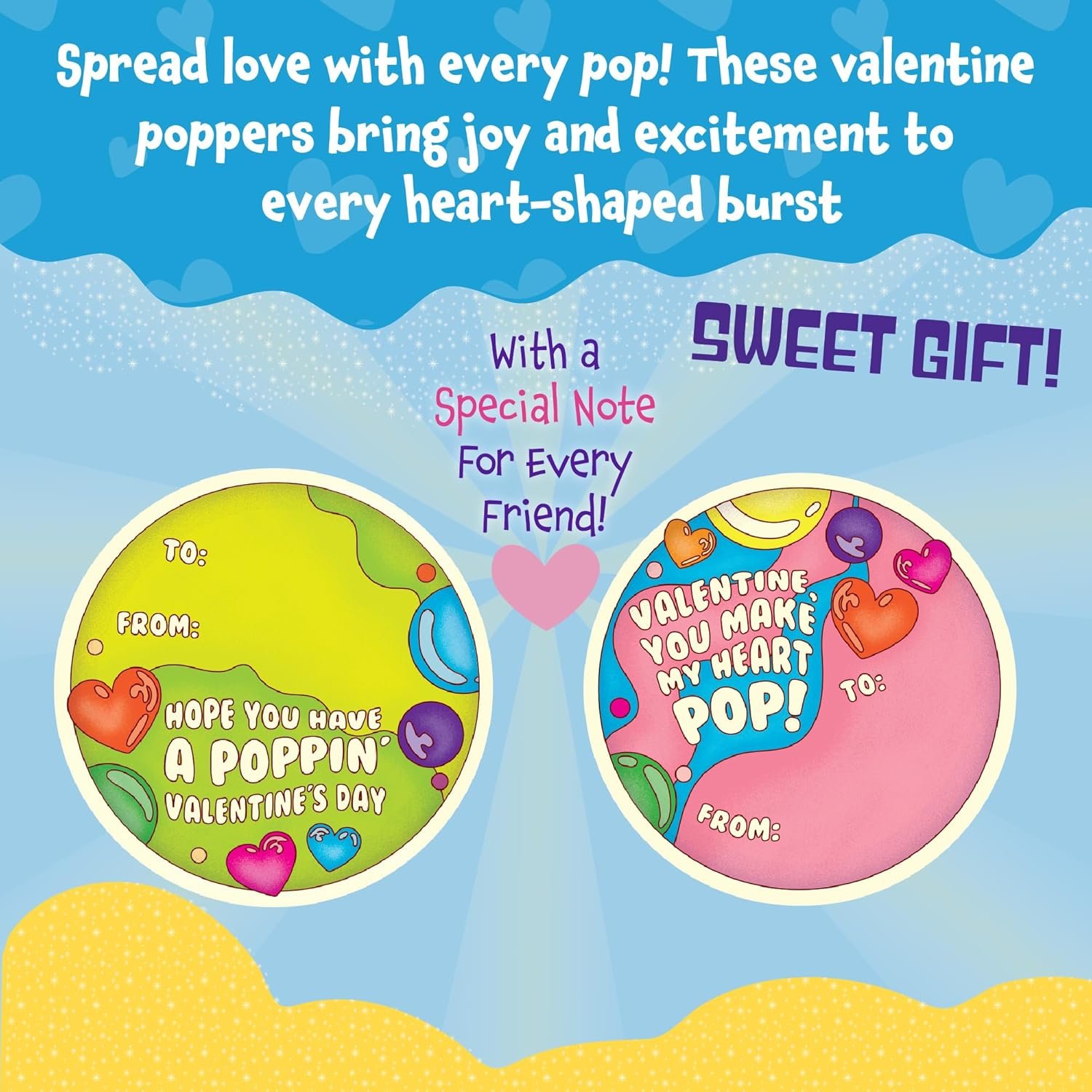 Peaceable Kingdom Valentines Cards for Kids Classroom, Set of 28 Valentines Day Gifts - Mini Popper Heart Pop It Fidgets - Image 5