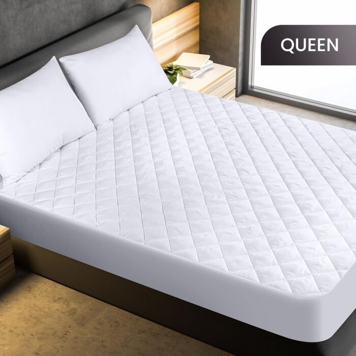 Utopia Bedding Quilted Fitted Mattress Pad – Queen Size, Elastic Fitted Mattress Topper Protector and Cover Stretches up to 16 Inches Deep, Machine Washable (White) - Image 2