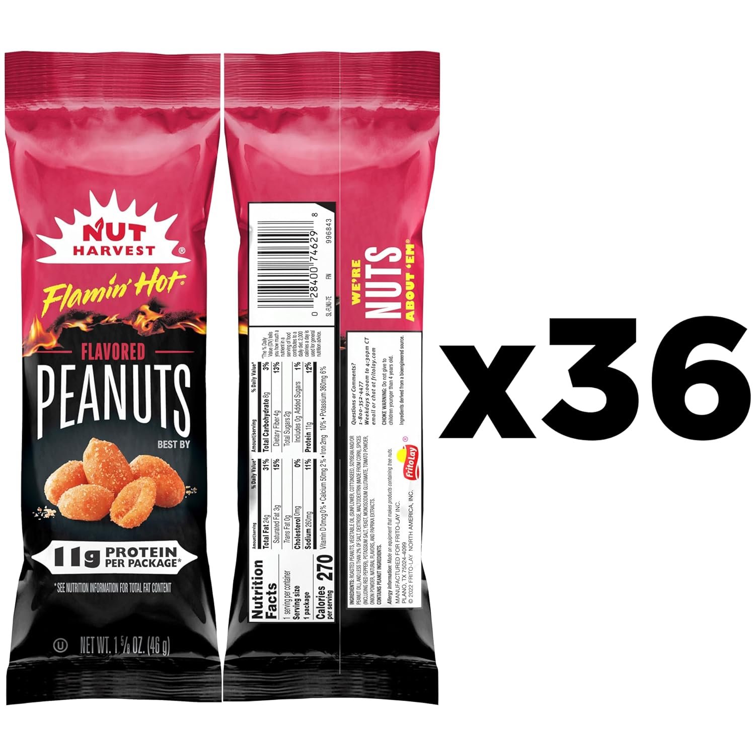 Nut Harvest, Flamin' Hot Peanuts, 1.625 oz Bags (36 Pack) - Image 2