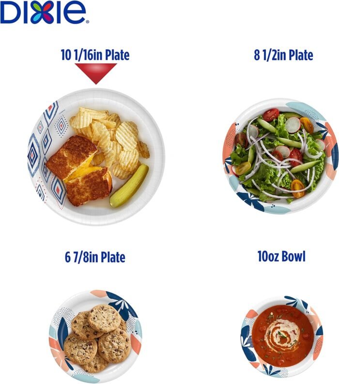 Dixie Large Paper Plates, 10 Inch, 204 Count, 2X Stronger, Microwave-Safe, Soak-Proof, Cut Resistant, Disposable Plates For Everyday Breakfast, Lunch, & Dinner Meals - Image 5