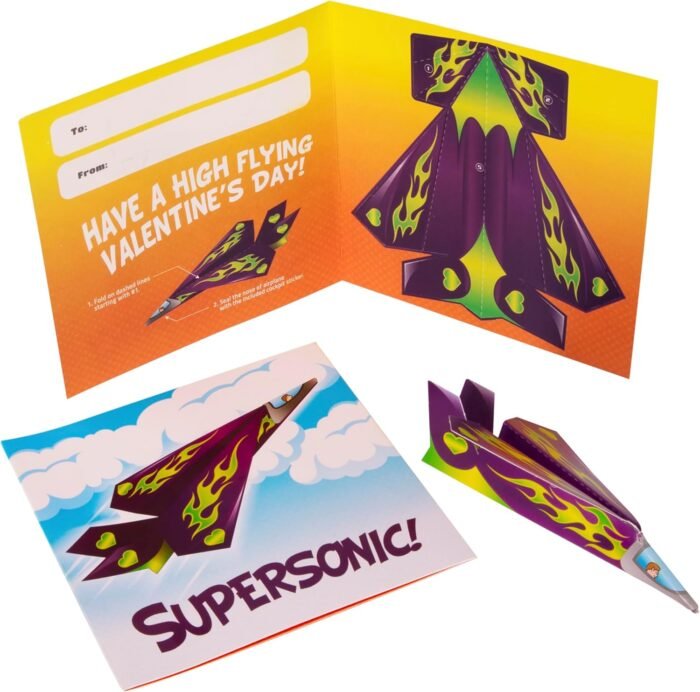 28-Pack Flying Paper Airplanes Valentines Cards for Kids Classroom with Envelopes I Valentines Day Cards for Kids School | Party Favor Bulk Toys, Classroom Toy | Origami Paper Airplane Kit - Image 5