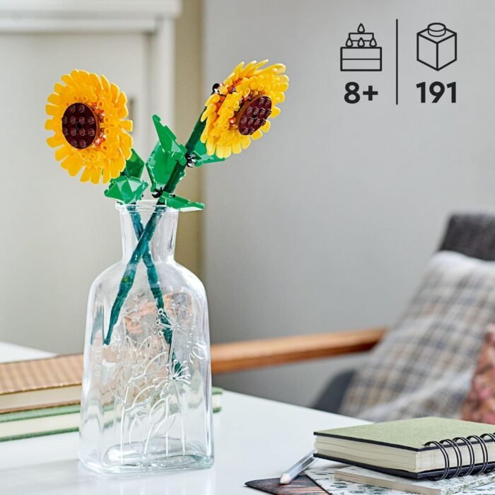 LEGO Sunflowers - Building Toy for Kids, Girls and Boys Ages 8+ - Artificial Sunflowers for Home Decor and Display - Gift for Valentines Day for Her and Him - 40524 - Image 2