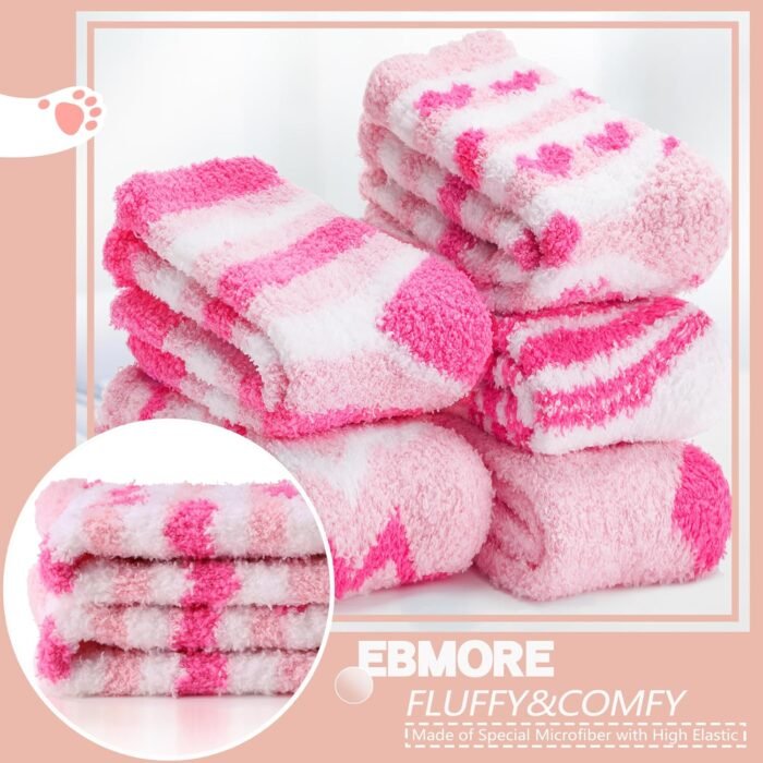 EBMORE Womens Fuzzy Socks Slipper Soft Cabin Plush Warm Fluffy Winter Sleep Cozy Adult Socks - Image 4
