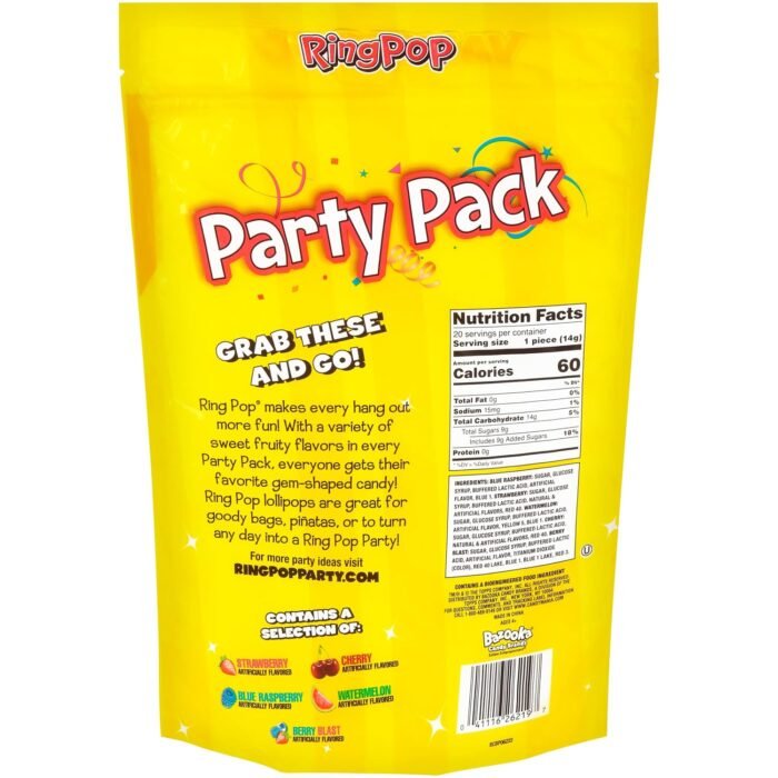 Candy Variety Pack - 4 Count Assorted Lollipops - Ring Pop, Push Pop, Baby Bottle Pop & Juicy Drop - Ideal for Birthdays, Party Favors, Celebrations & Candy Gifts by Bazooka Candy Brands - Image 5