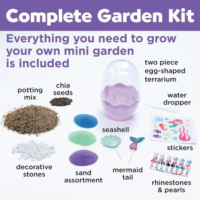 Creativity for Kids Mini Garden: Mermaid Terrarium Kit - Mermaid Gifts for Girls, Crafts for Kids and Mermaid Toys Ages 6-8+, Stocking Stuffers for Kids - Image 5