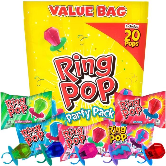 Candy Variety Pack - 4 Count Assorted Lollipops - Ring Pop, Push Pop, Baby Bottle Pop & Juicy Drop - Ideal for Birthdays, Party Favors, Celebrations & Candy Gifts by Bazooka Candy Brands