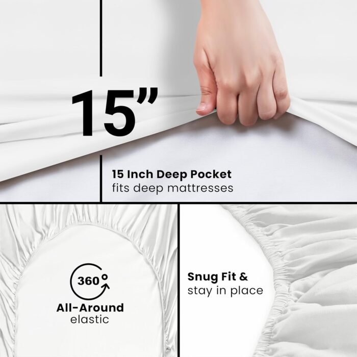 Utopia Bedding Queen Fitted Sheet - Bottom Sheet - Deep Pocket - Soft Microfiber - Shrinkage and Fade Resistant - Easy Care -1 Fitted Sheet Only (White) - Image 5