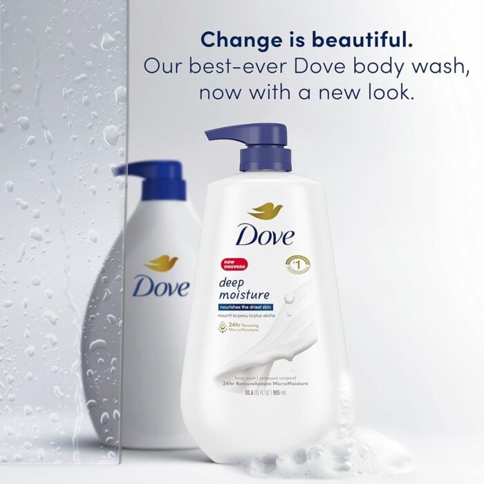 Dove Body Wash with Pump Deep Moisture For Dry Skin Moisturizing Skin Cleanser with 24hr Renewing MicroMoisture Nourishes The Driest Skin 30.6 oz - Image 4
