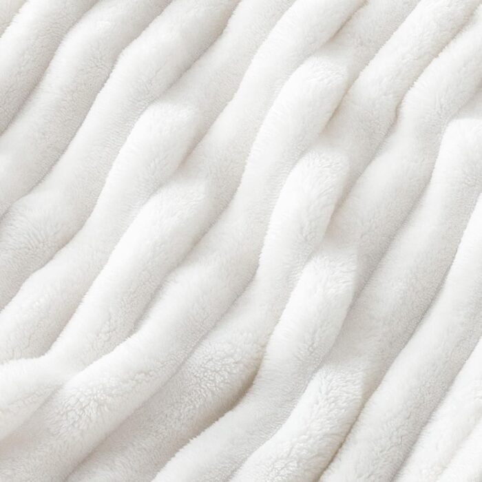 Bedsure White Throw Blanket for Couch - GentleSoft Cozy Soft Blankets for Women, Cute Small Fleece Throws for Girls, Off White, 50x60 Inches - Image 9