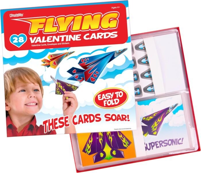 28-Pack Flying Paper Airplanes Valentines Cards for Kids Classroom with Envelopes I Valentines Day Cards for Kids School | Party Favor Bulk Toys, Classroom Toy | Origami Paper Airplane Kit - Image 6