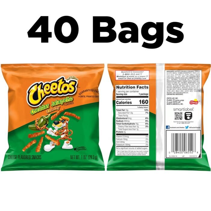 Cheetos Cheese Flavored Snacks, Cheddar Jalapeno Crunchy, 1 Ounce (Pack of 40) - Image 2