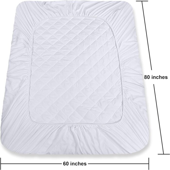 Utopia Bedding Quilted Fitted Mattress Pad – Queen Size, Elastic Fitted Mattress Topper Protector and Cover Stretches up to 16 Inches Deep, Machine Washable (White) - Image 4