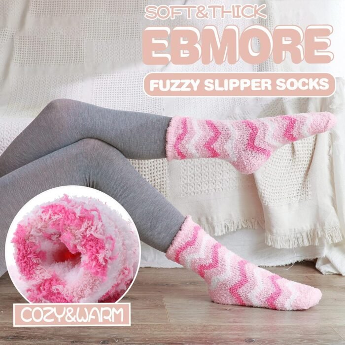 EBMORE Womens Fuzzy Socks Slipper Soft Cabin Plush Warm Fluffy Winter Sleep Cozy Adult Socks - Image 3
