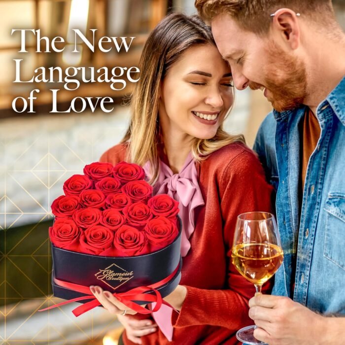 16 Flower Forever Heart Shape Box - Preserved Roses, Immortal Roses Gift for Her Rose Eternal Preserved Flowers for Mothers Day Women Valentines Day Gifts for Wife - Red - Image 3