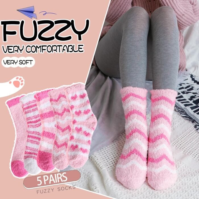 EBMORE Womens Fuzzy Socks Slipper Soft Cabin Plush Warm Fluffy Winter Sleep Cozy Adult Socks - Image 2