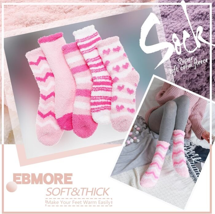 EBMORE Womens Fuzzy Socks Slipper Soft Cabin Plush Warm Fluffy Winter Sleep Cozy Adult Socks - Image 7