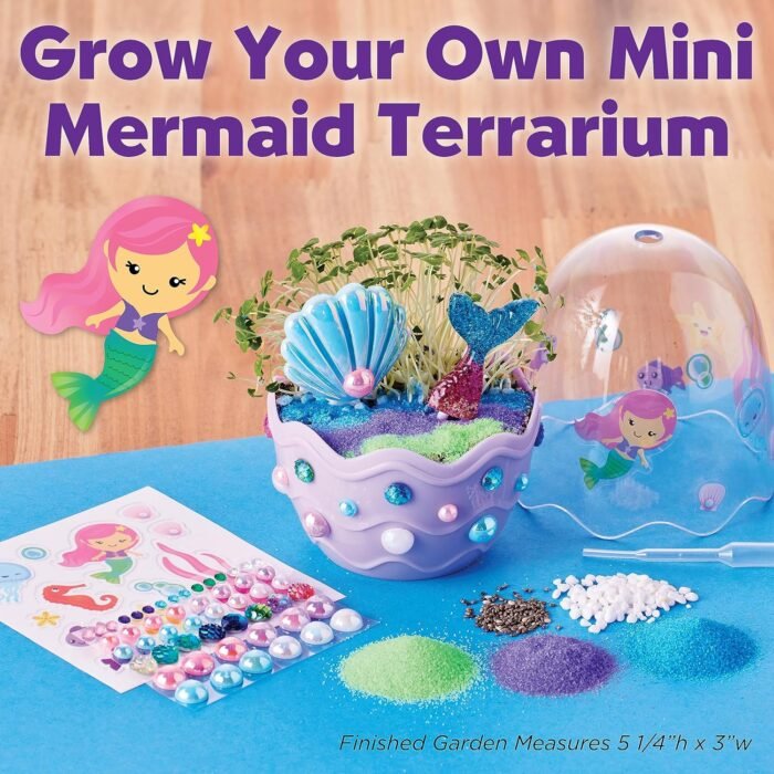 Creativity for Kids Mini Garden: Mermaid Terrarium Kit - Mermaid Gifts for Girls, Crafts for Kids and Mermaid Toys Ages 6-8+, Stocking Stuffers for Kids - Image 2
