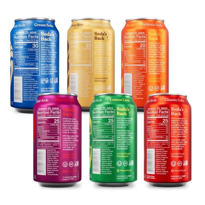 Poppi Sparkling Prebiotic Soda Beverage with Apple Cider Vinegar, Seltzer Water and Fruit Juice, Game Day Variety Pack, 12 oz, Pack of 12, Packaging May Vary - Image 2