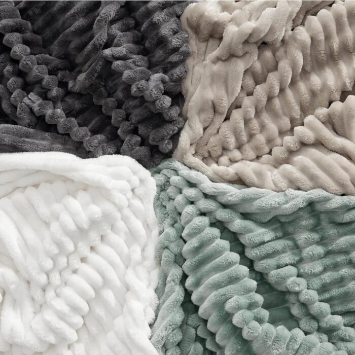 Bedsure White Throw Blanket for Couch - GentleSoft Cozy Soft Blankets for Women, Cute Small Fleece Throws for Girls, Off White, 50x60 Inches - Image 8