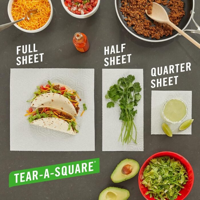 Brawny Tear-A-Square Paper Towels, 6 Double Rolls = 12 Regular Rolls, 3 Sheet Sizes (Quarter, Half, Full), Strength for All Messes, Cleanups, and Meal Prep - Image 5