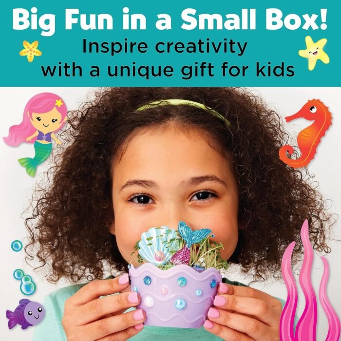 Creativity for Kids Mini Garden: Mermaid Terrarium Kit - Mermaid Gifts for Girls, Crafts for Kids and Mermaid Toys Ages 6-8+, Stocking Stuffers for Kids - Image 3